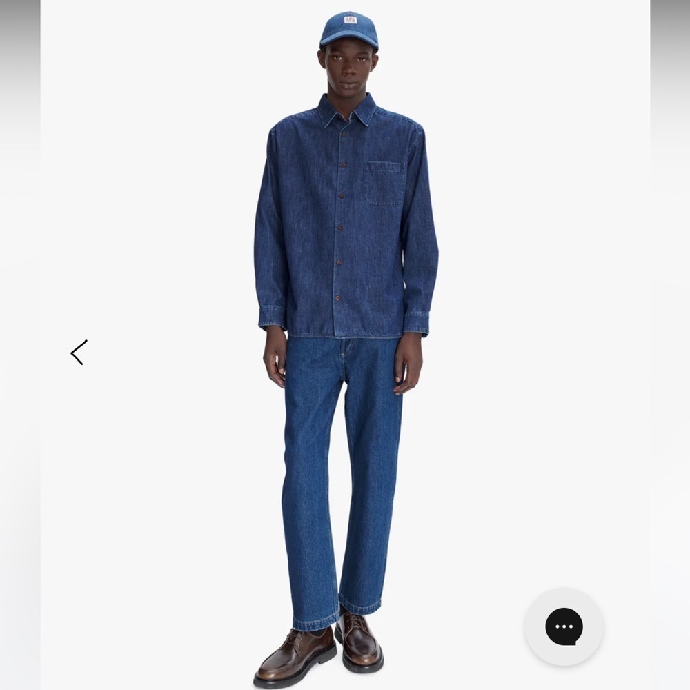 A.P.C. LOGO SHIRT Denim Long Sleeve Size Small - Picture 2 of 10